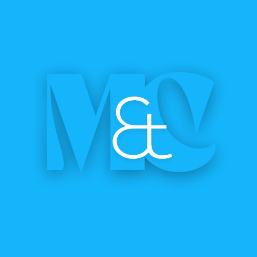 M&C logo on blue background.